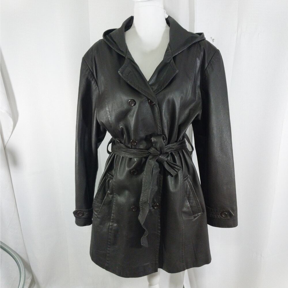 GIORGIO ST. ANGELO! DEEPEST ESPRESSO BROWN BELTED TIE WAIST JACKET, COAT! SZ XL - Picture 2 of 12